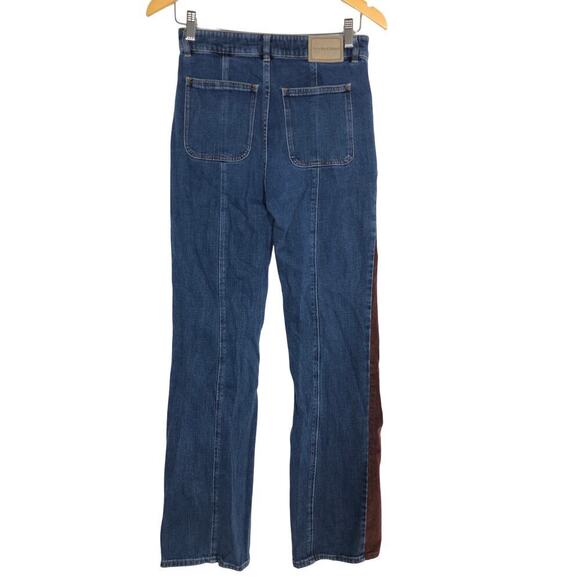 See by Chloe Denim Corduroy Bootcut Jeans 70s Flare Hem Colorblock Blue Brown 28 - Picture 6 of 15
